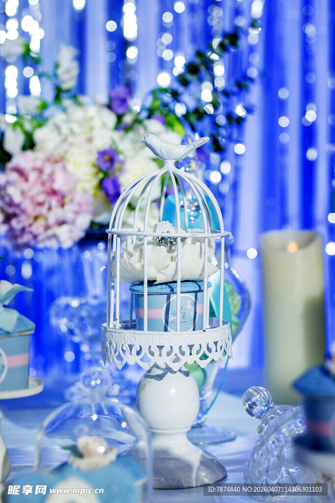 梦幻蓝调婚礼装饰摆件