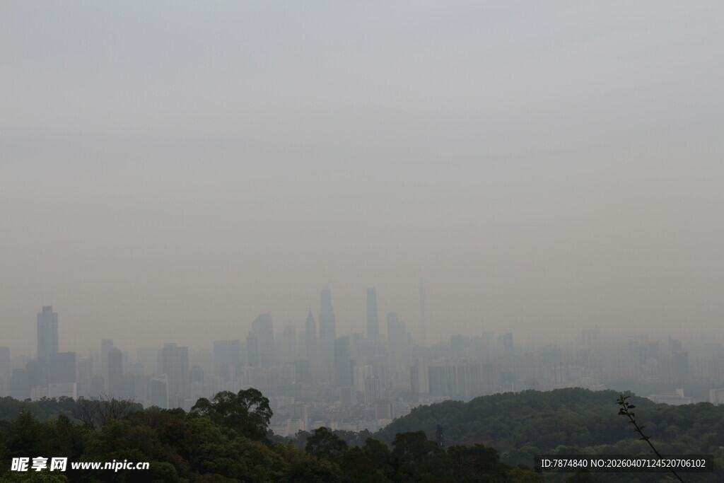 雾中城市远景