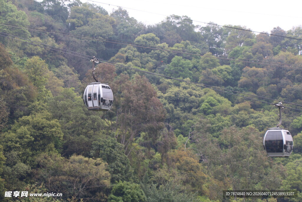 山林间的缆车穿梭