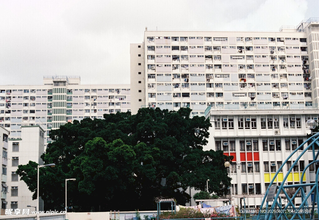 城市中林立的白色居民楼