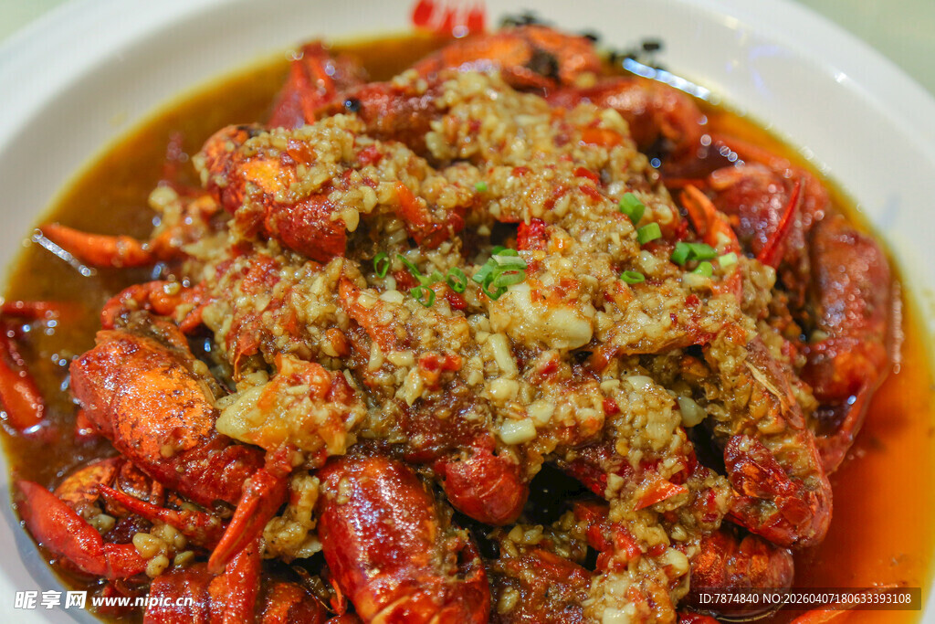 蒜蓉小龙虾美食特写