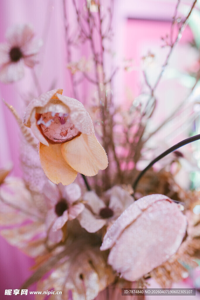 粉色系干花装饰摆件