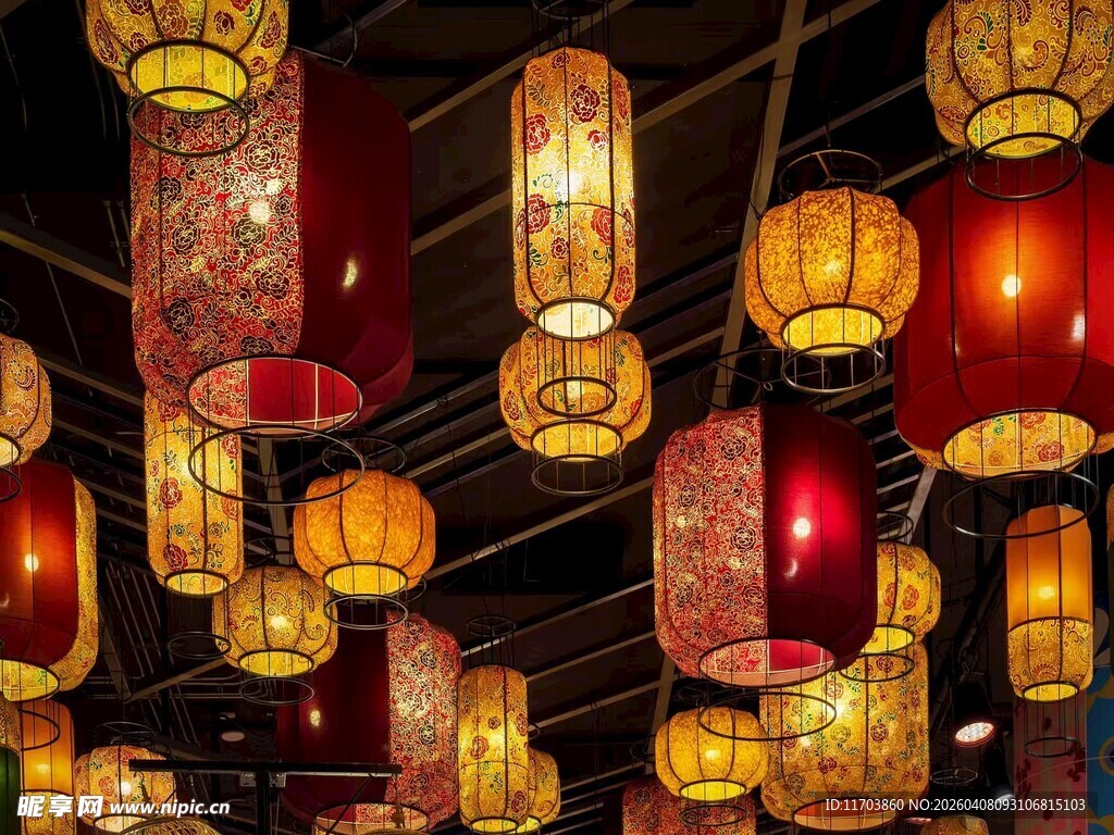 传统中式灯笼悬挂场景电脑壁纸