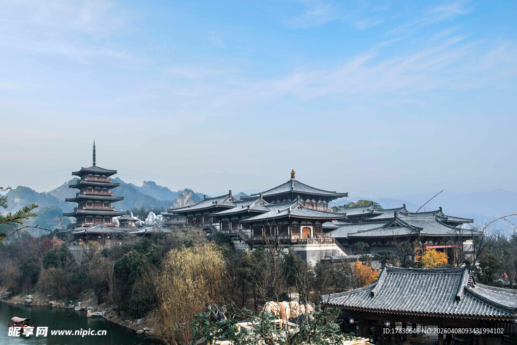 中式古建筑群的秀丽风光