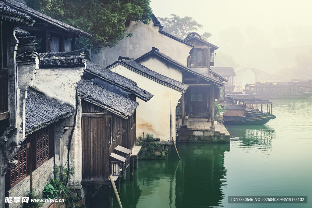 江南水乡古宅临水景致
