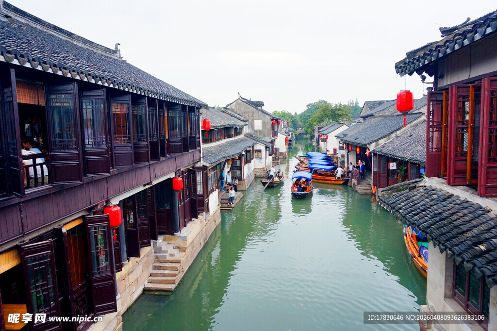 江南水乡古巷河道美景