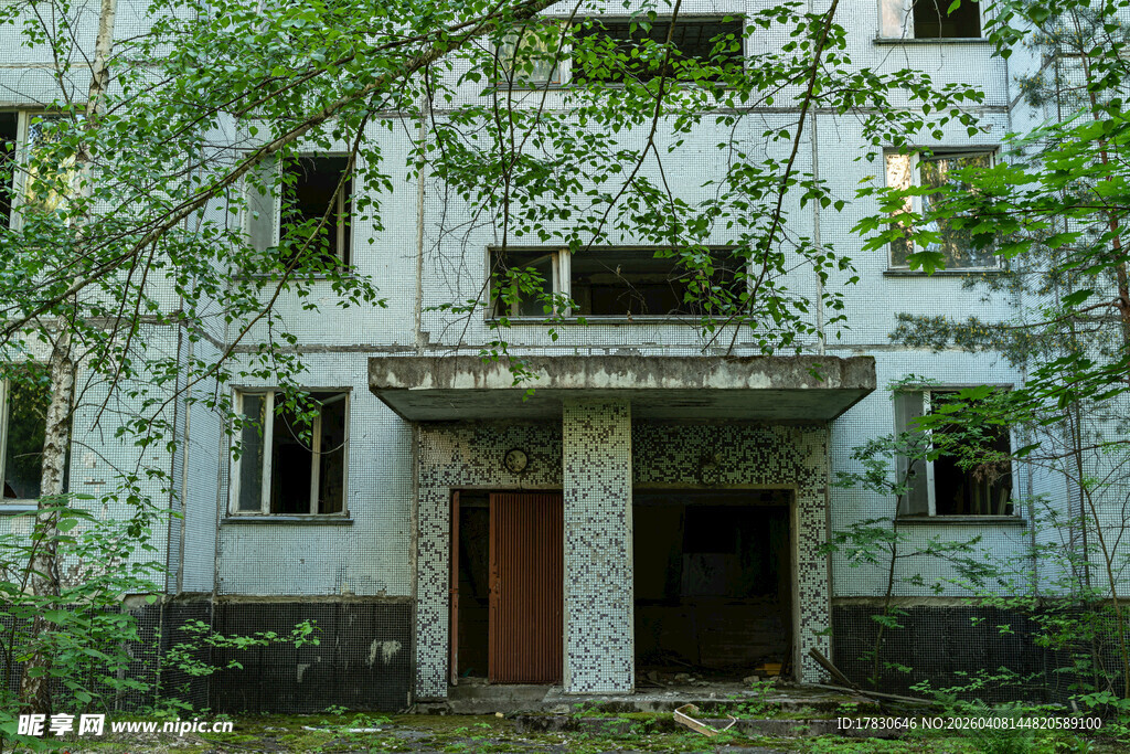 废弃建筑被绿植环绕