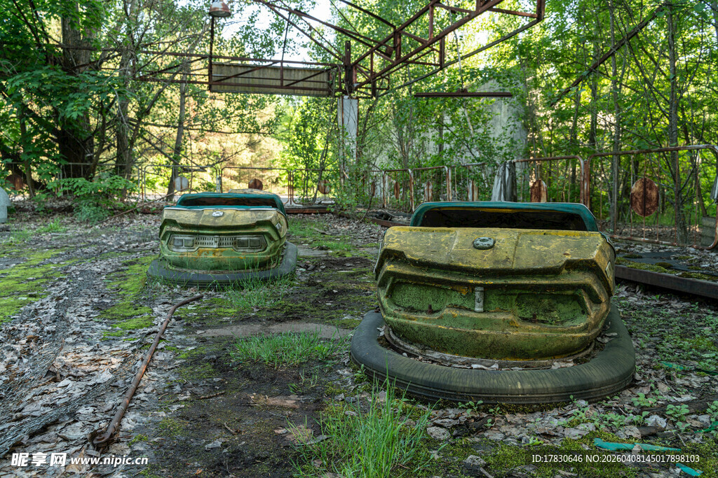 丛林中废弃的黄色机械