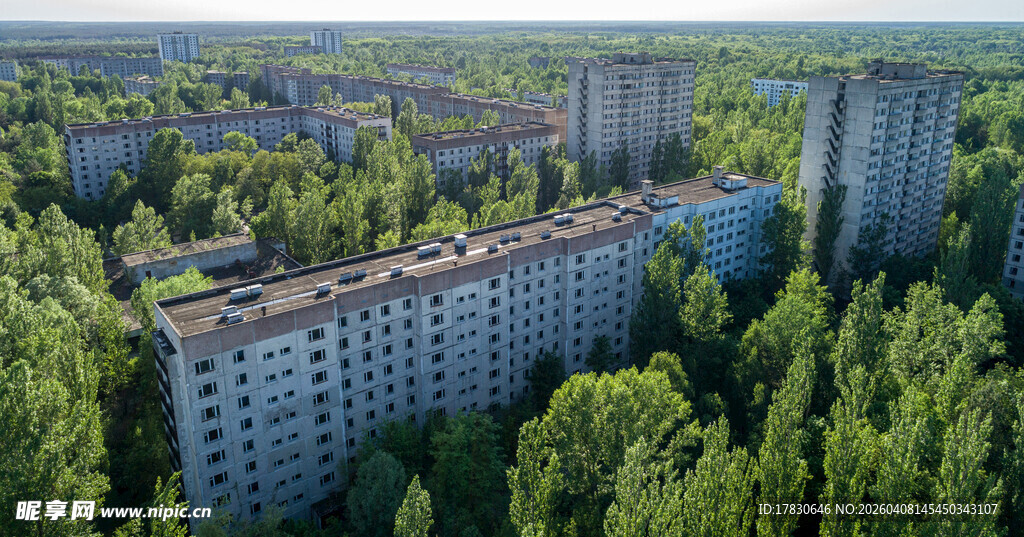 森林环绕的多层居民建筑群