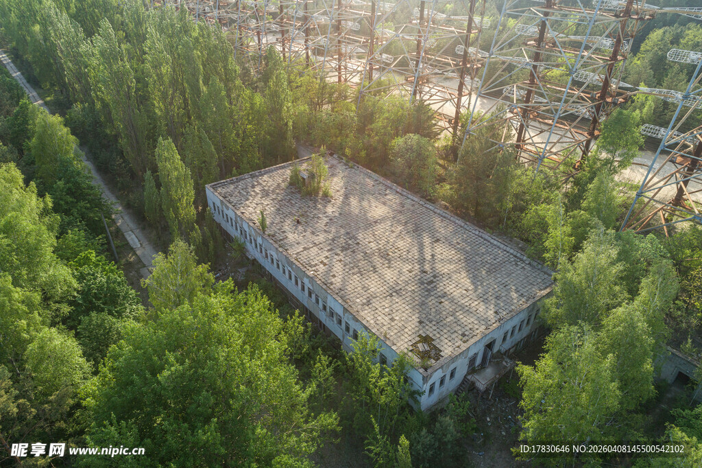 森林中的废弃建筑