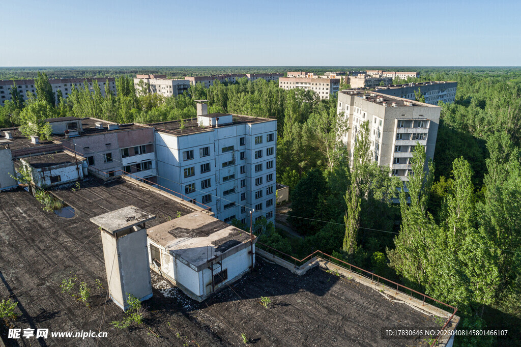 废弃居民区的鸟瞰景象