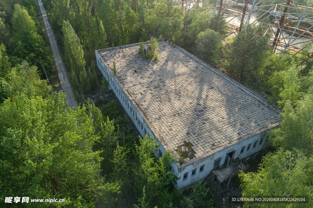 被森林环绕的废弃建筑