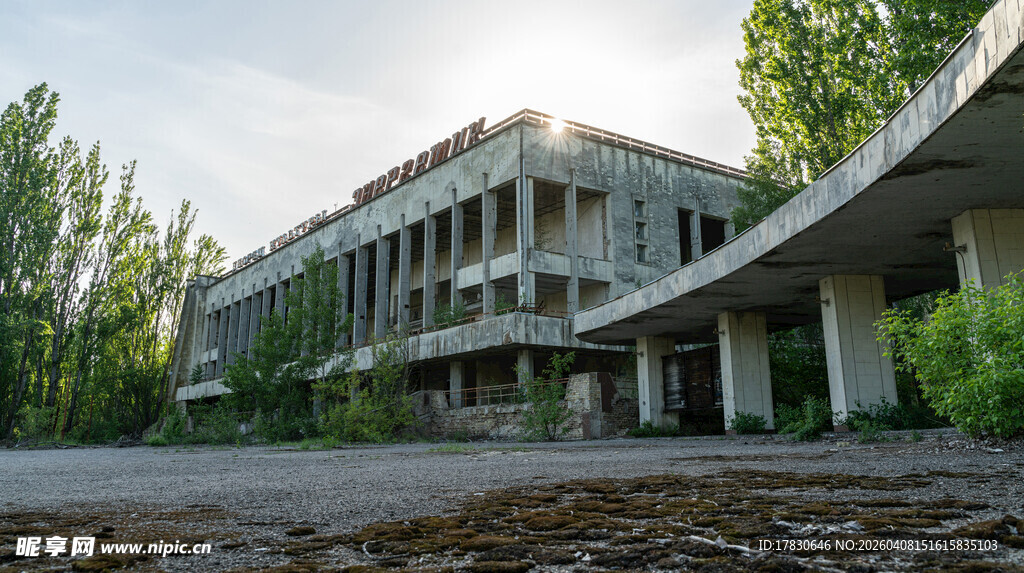 废弃建筑前杂草丛生