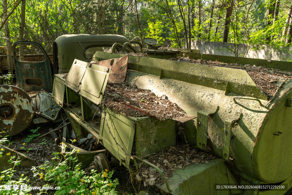 废弃丛林中的老旧机械