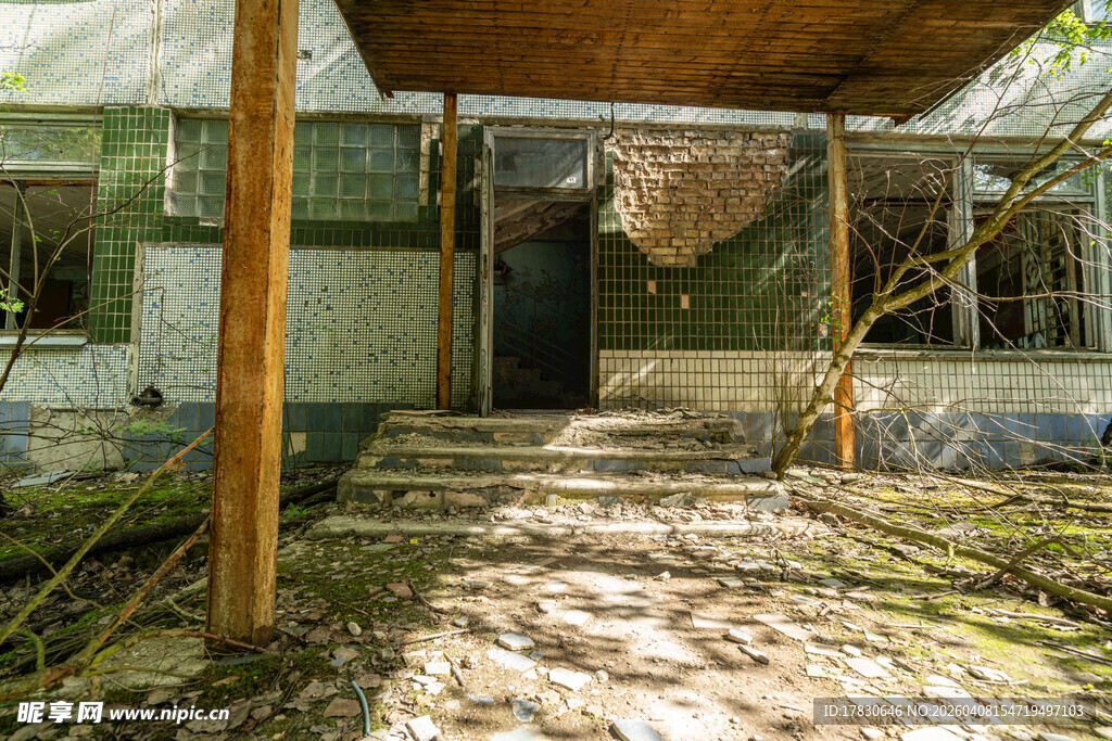 老旧房屋前的斑驳庭院