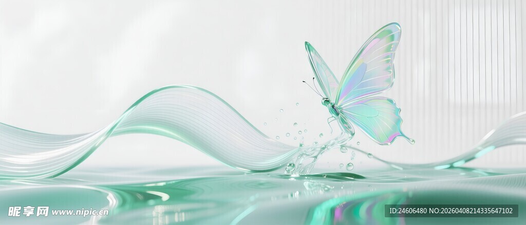 梦幻蝴蝶于碧波之上飞舞
