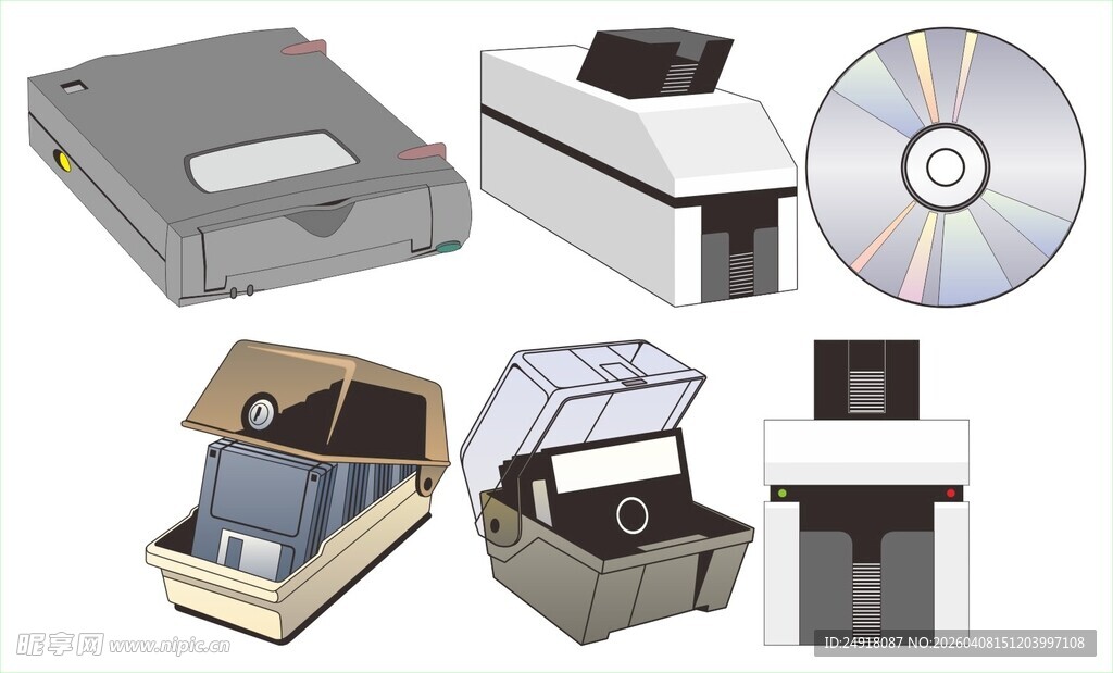 老式软盘 电脑配件矢量图标