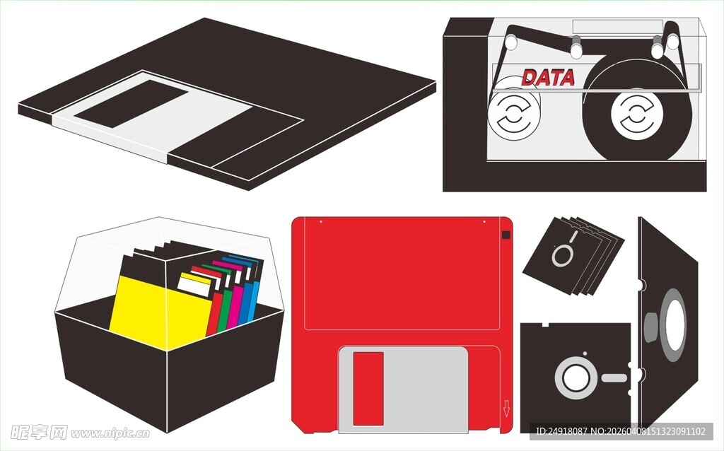 老式软盘 电脑配件 矢量图标 