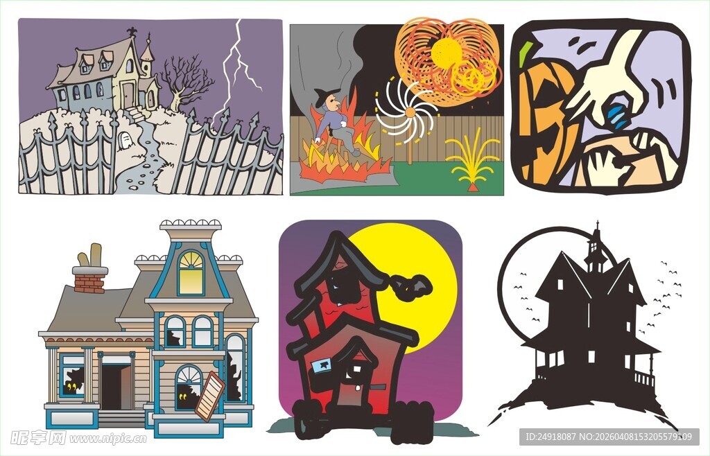万圣节奇幻鬼怪插画元素