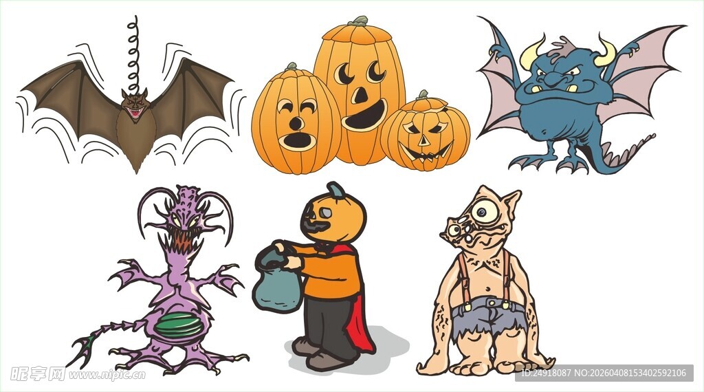 万圣节可爱卡通角色集合