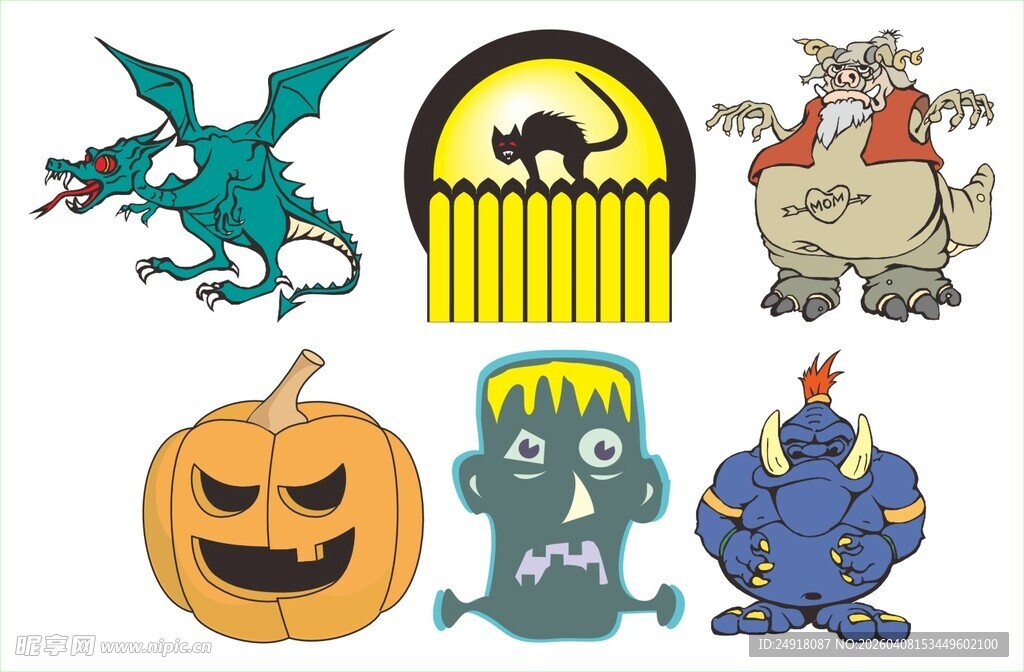 万圣节卡通鬼怪元素集合