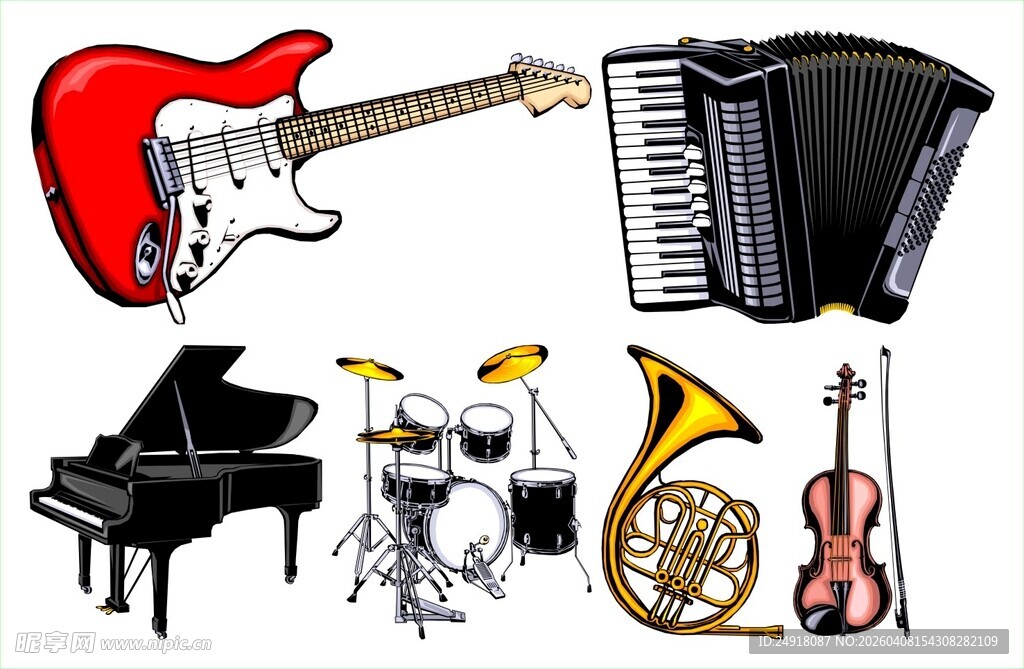多样矢量乐器展示