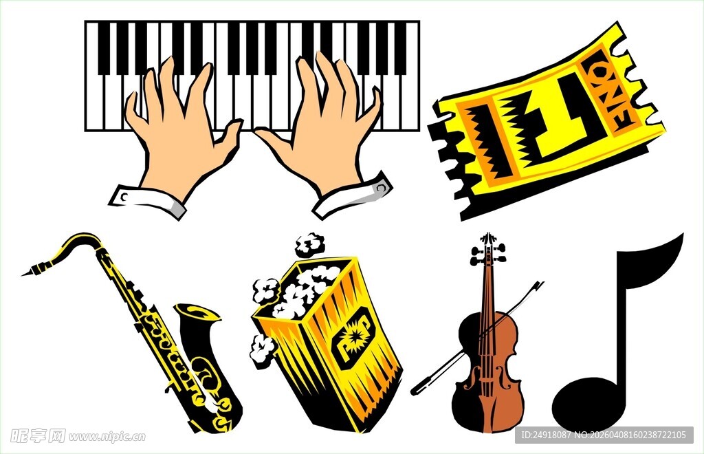 多样乐器与音乐元素集合