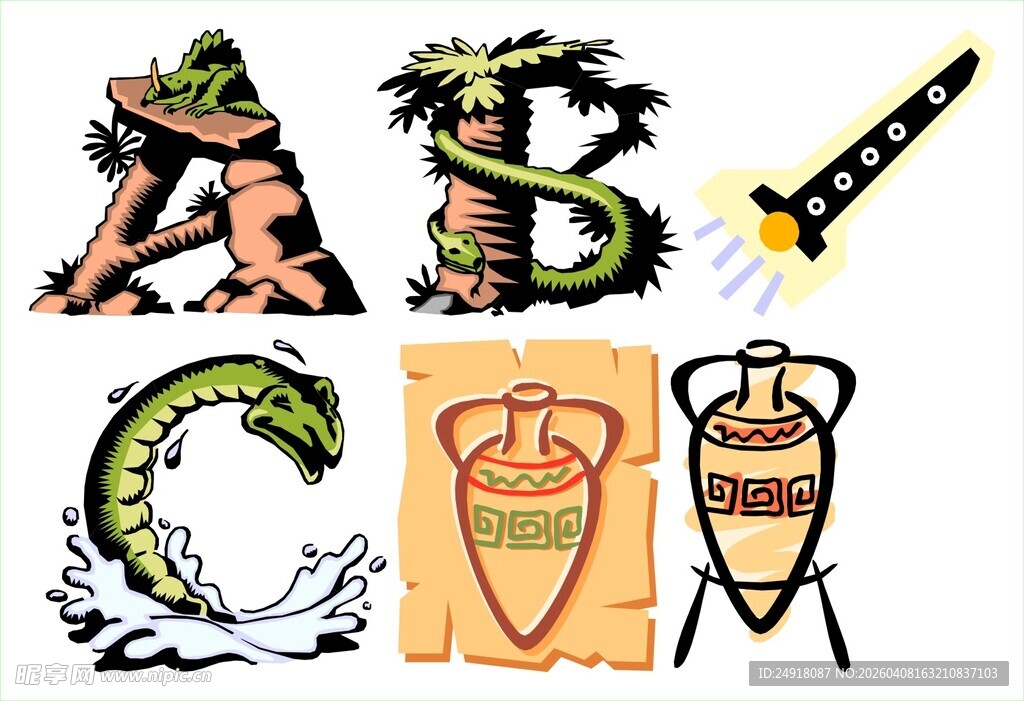 古代神话元素插画集合