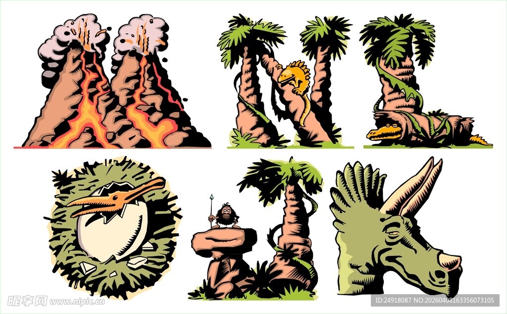卡通风格动植物插画元素