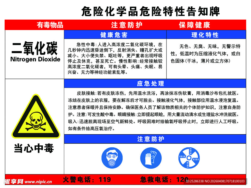 二氧化碳危险化学品特性告知牌