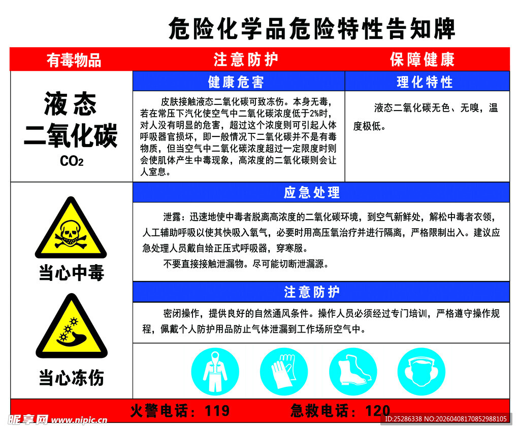 液态二氧化碳危险告知牌