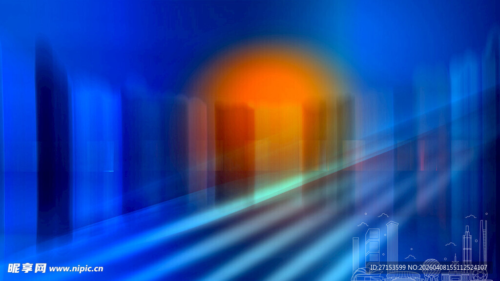 梦幻蓝光隧道光影效果