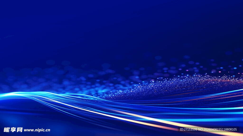 蓝色动感光线抽象背景图