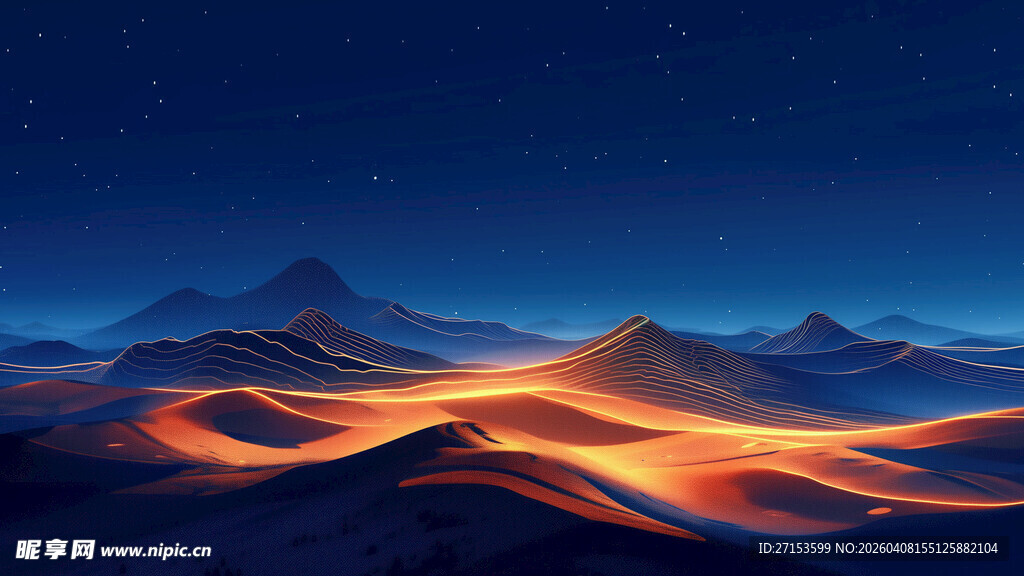 梦幻发光山脉夜景