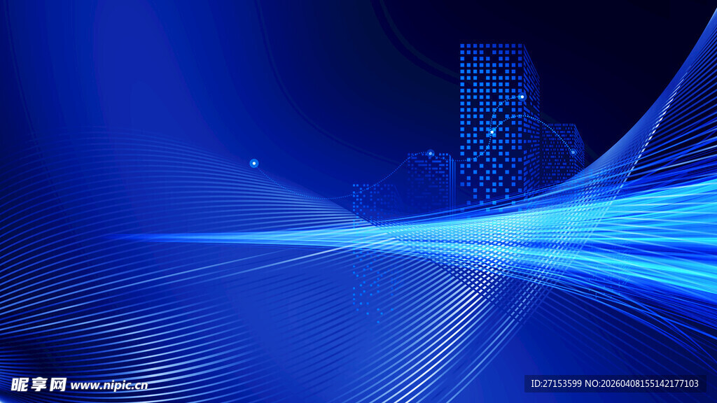 蓝色动感科技光线背景图