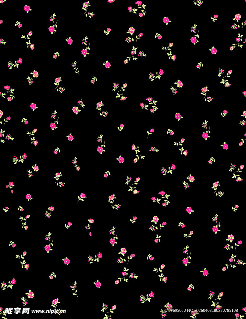 黑色底碎花图案纹理