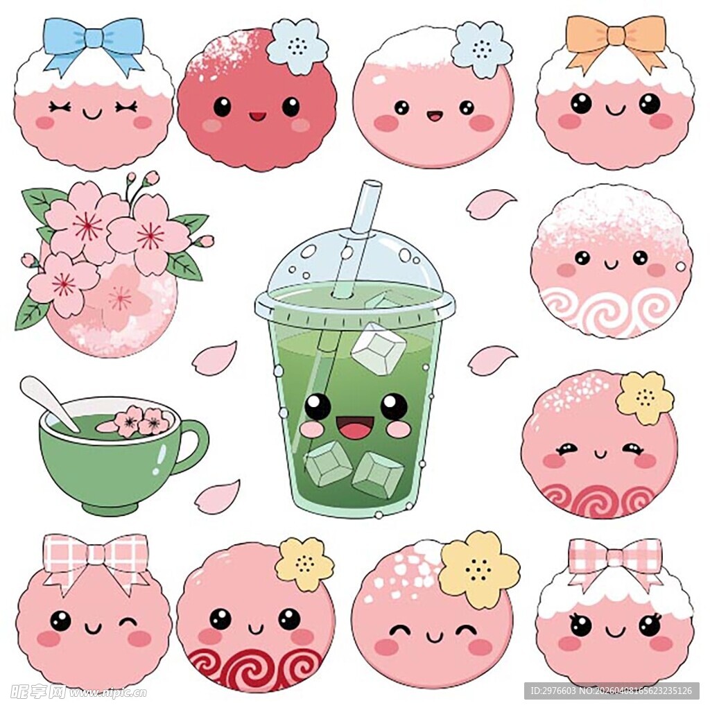 可爱卡通甜点饮品插画