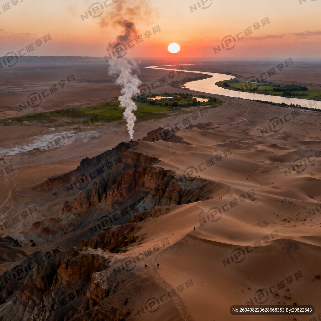 超大广角 俯视视角 大漠孤烟直