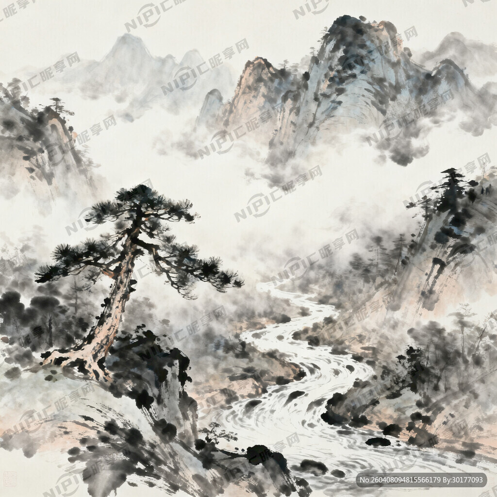 山谷 中国风 中国画 山水