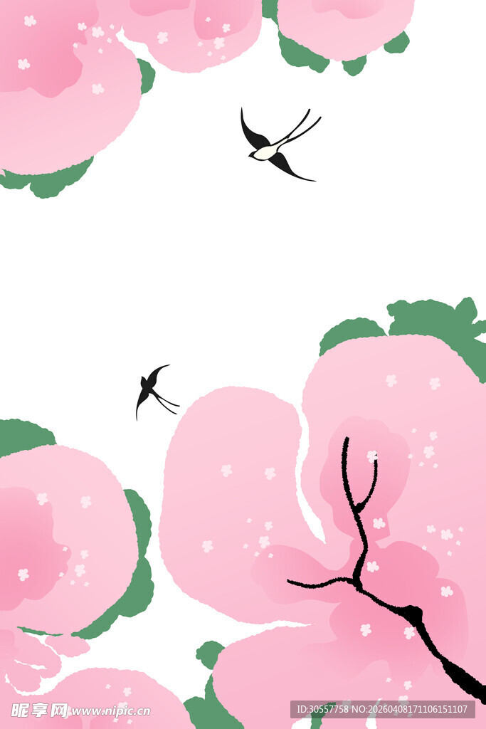 新中式春天桃花燕子装饰