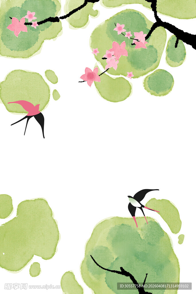 新中式春天花朵装饰背景