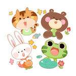 可爱动物卡通贴纸组合