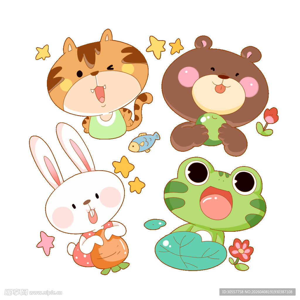 可爱动物卡通贴纸组合