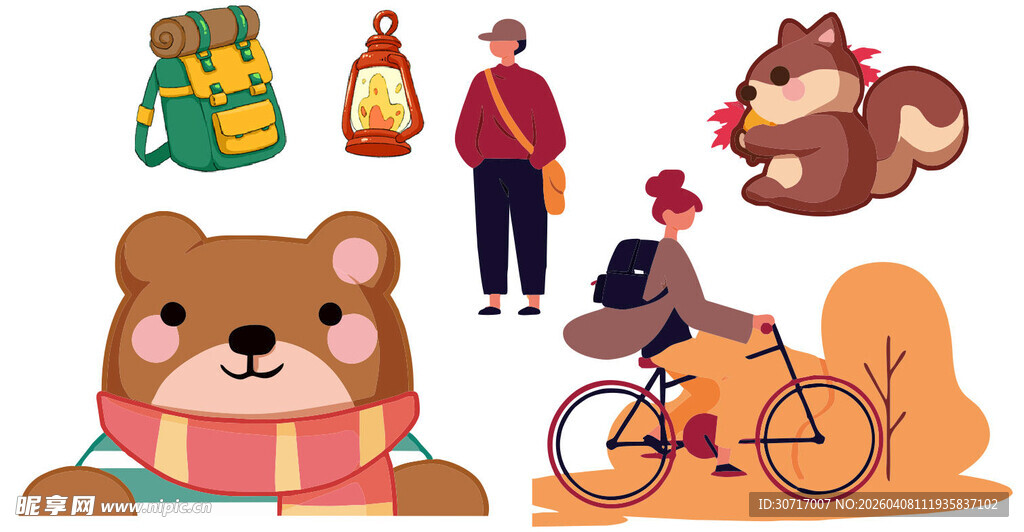 卡通秋天人物素材