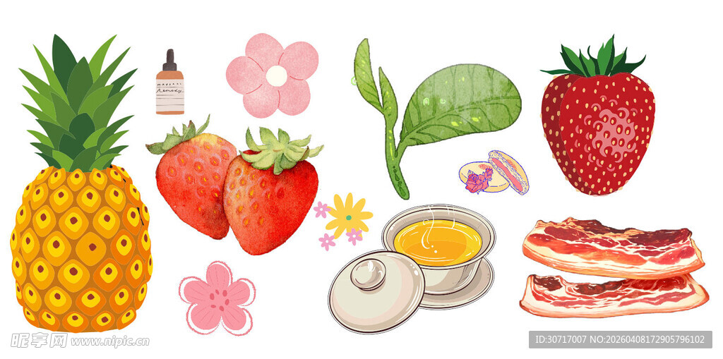 缤纷水果花朵免抠图