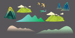 卡通风格山峦风景插画