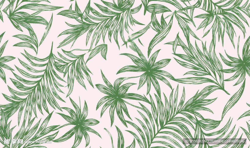 清新绿植图案背景装饰