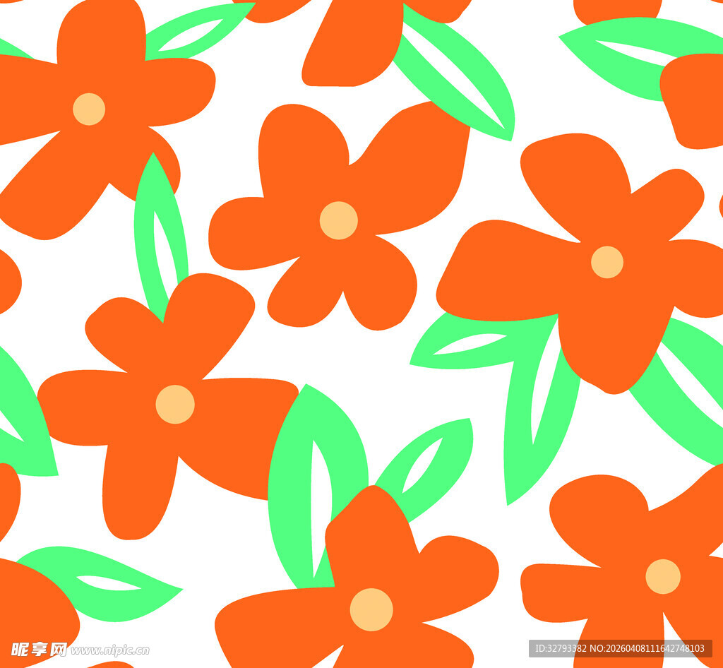 橙色花卉图案背景设计