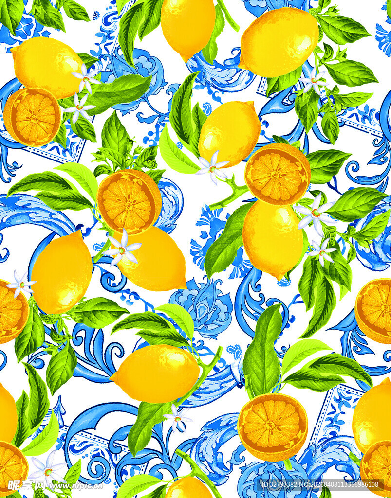 柠檬花卉图案背景设计