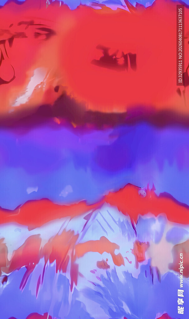 梦幻色彩的抽象山水画面